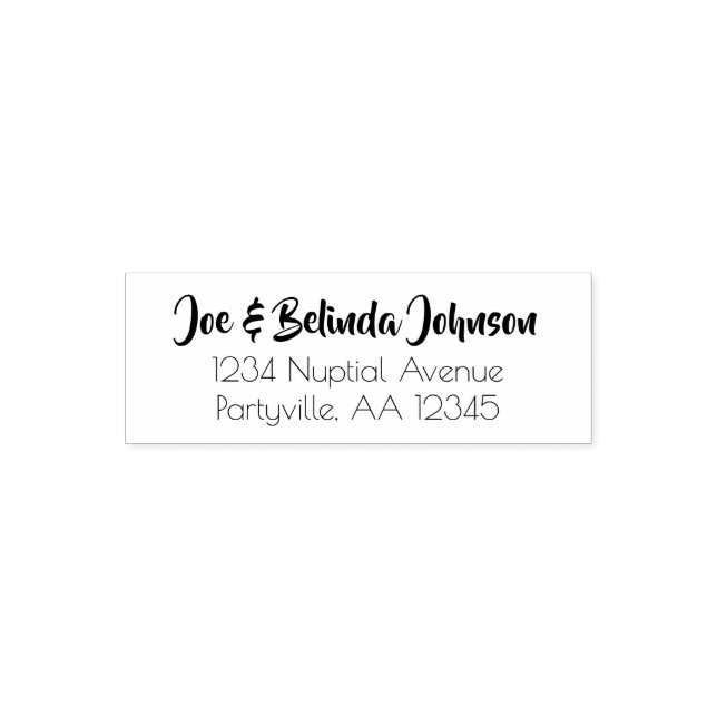 Carimbo Auto Entintado Endereço de Casamento de Script Moderno (Design)