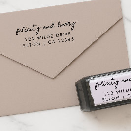 Carimbo Auto Entintado Endereço de Casamento Moderno | Script de nome do 