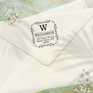 Carimbo Auto Entintado Endereço de devolução ao quadrado do monograma 