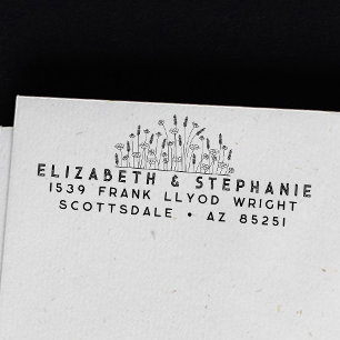 Carimbo Auto Entintado Endereço de Devolução Boho Wildflower Monograma Pe