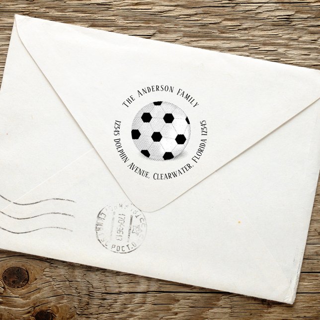 Carimbo Auto Entintado Endereço de Devolução Bola de Futebol Simple Sport (Criador carregado)