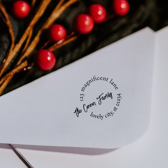 Carimbo Auto Entintado Endereço de Devolução Circular Contemporânea Disti (Criador carregado)