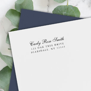 Carimbo Auto Entintado Endereço de Devolução Clássica Cursiva Elegante