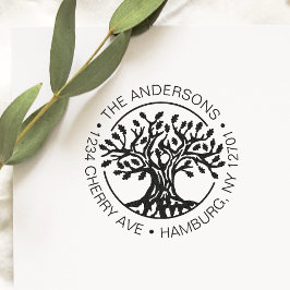 Carimbo Auto Entintado Endereço de devolução da árvore de carvalho person