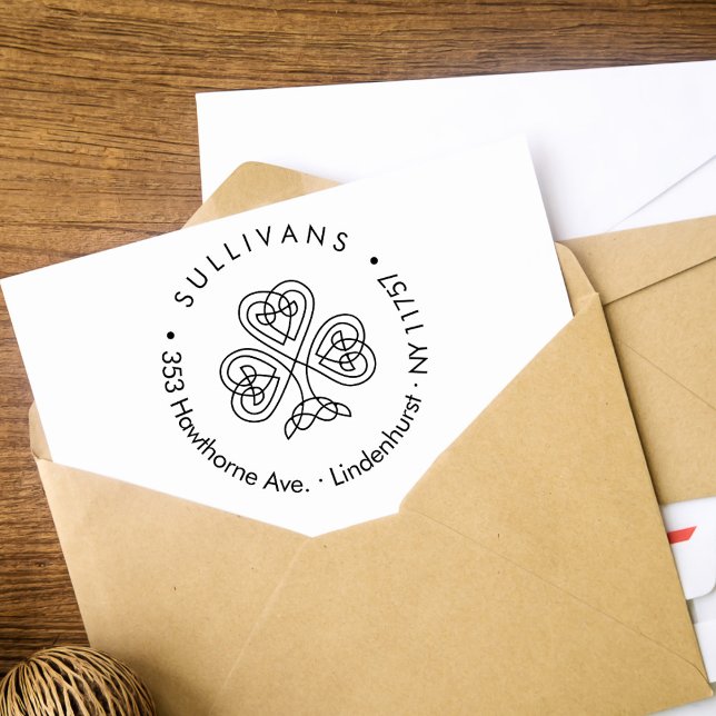 Carimbo Auto Entintado Endereço de devolução da família Celtic Knot Shamr (Criador carregado)