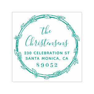 Carimbo Auto Entintado Endereço de devolução da família de borda botânica