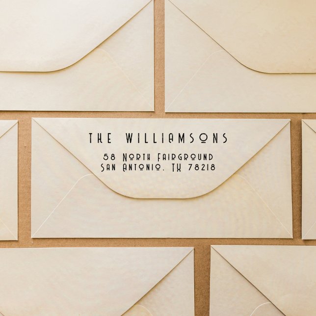 Carimbo Auto Entintado Endereço de devolução da família de fontes retrô m (Criador carregado)