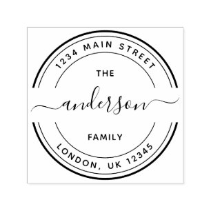 Carimbo Auto Entintado Endereço de devolução da família de script de cali