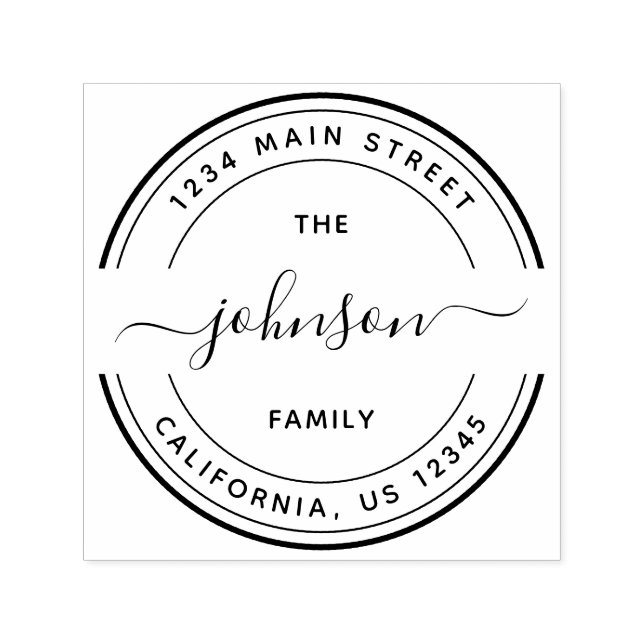 Carimbo Auto Entintado Endereço de devolução da família de script de cali (Design)