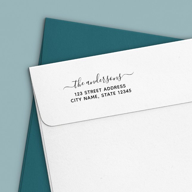 Carimbo Auto Entintado Endereço de devolução da família de script de cali (Criador carregado)