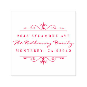 Carimbo Auto Entintado Endereço de Devolução da Família de Script e Ornam