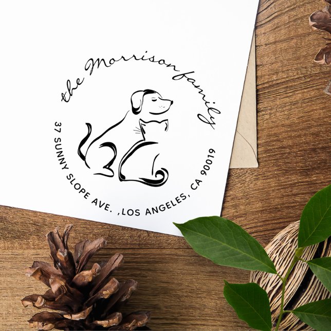 Carimbo Auto Entintado Endereço de Devolução da Família de Script Moderno (Criador carregado)