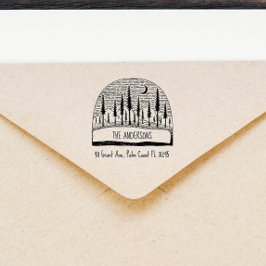 Carimbo Auto Entintado Endereço de devolução da família desenhada à mão P