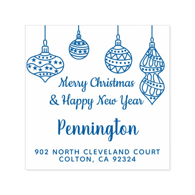 Carimbo Auto Entintado Endereço de devolução da família Feliz Natal (Design)