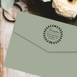 Carimbo Auto Entintado Endereço de devolução da família Round Laurel 