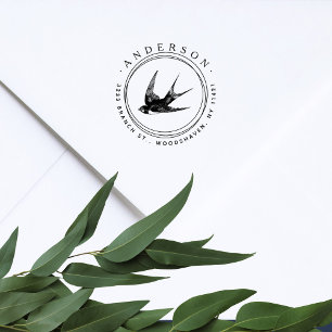 Carimbo Auto Entintado Endereço de devolução da família russa Swallow Bir