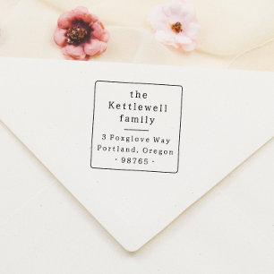 Carimbo Auto Entintado Endereço de devolução da tipografia de imagem quad