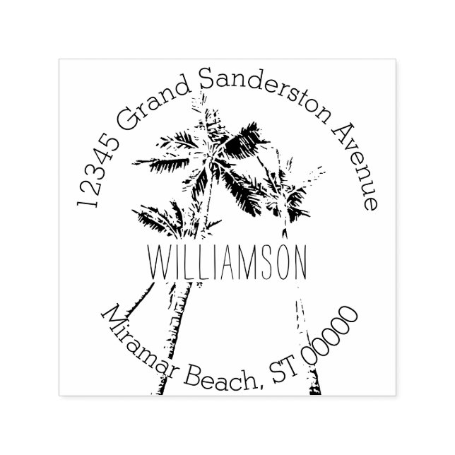 Carimbo Auto Entintado Endereço de devolução das Palmeiras Tropicais (Design)