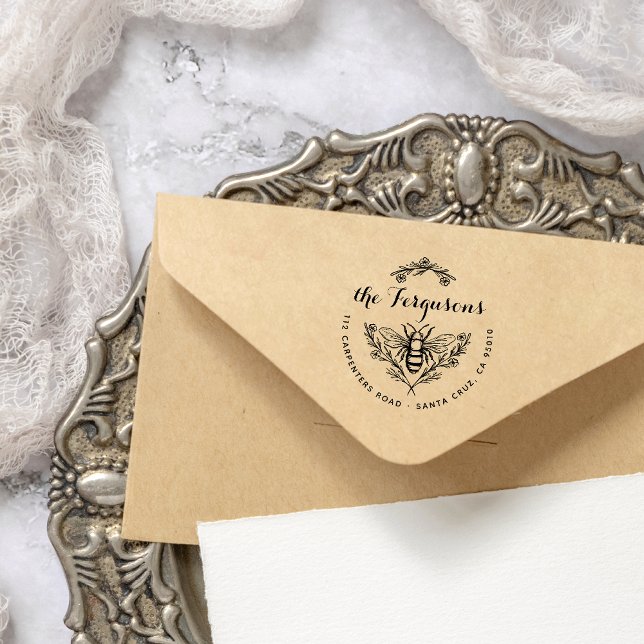 Carimbo Auto Entintado Endereço de Devolução de Abelhas Redondas de Mel-S (Criador carregado)