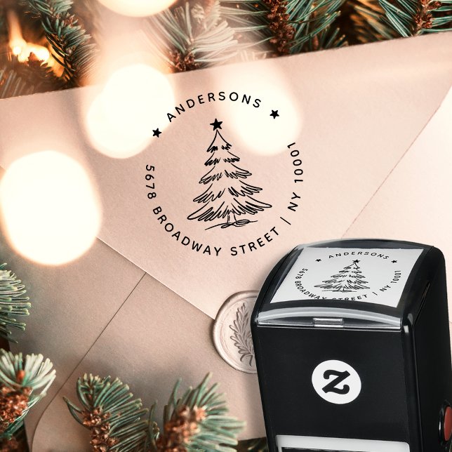 Carimbo Auto Entintado Endereço de Devolução de Árvore de Natal Simples (Criador carregado)