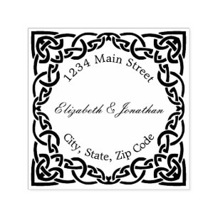 Carimbo Auto Entintado Endereço de Devolução de Borda do Nó Celta do Orna