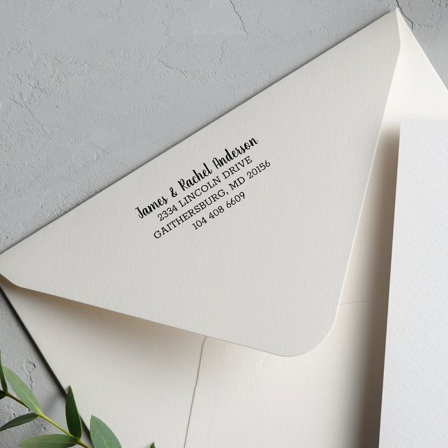 Carimbo Auto Entintado Endereço de devolução de Casais simples personaliz (First Names Return Address Self Inking Rubber Stamp)