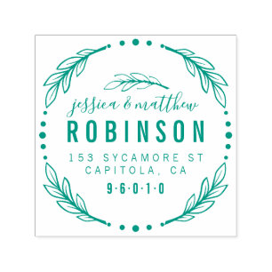 Carimbo Auto Entintado Endereço de devolução de Casal casado moderno Eleg