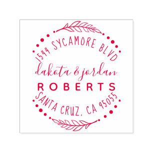 Carimbo Auto Entintado Endereço de devolução de Casal russo com letra de