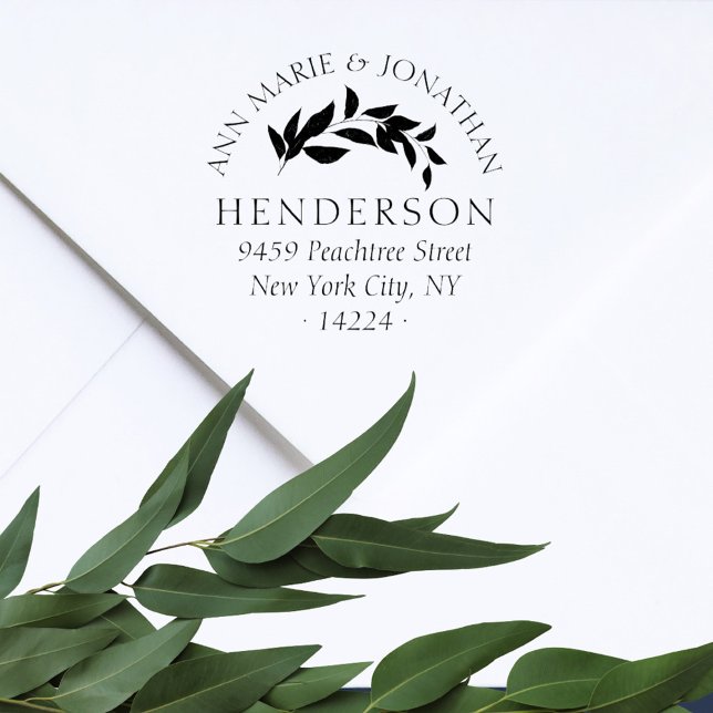 Carimbo Auto Entintado Endereço de Devolução de Casamento Botânico de Scr (Criador carregado)