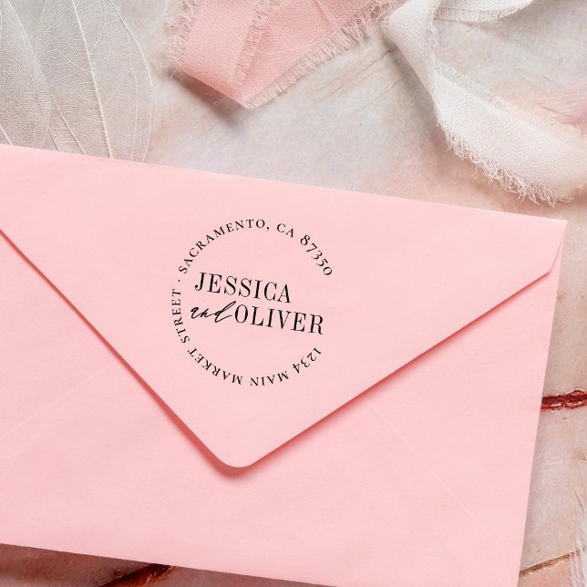 Carimbo Auto Entintado Endereço de devolução de casamento clássico person (Criador carregado)