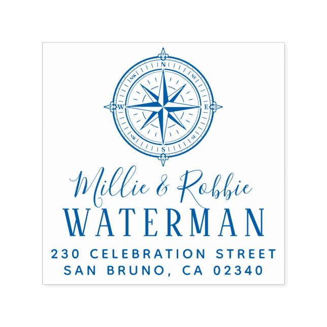 Carimbo Auto Entintado Endereço de devolução de casamento costeiro em com (Design)