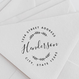 Carimbo Auto Entintado Endereço de Devolução de Casamento de Folhagem Mod