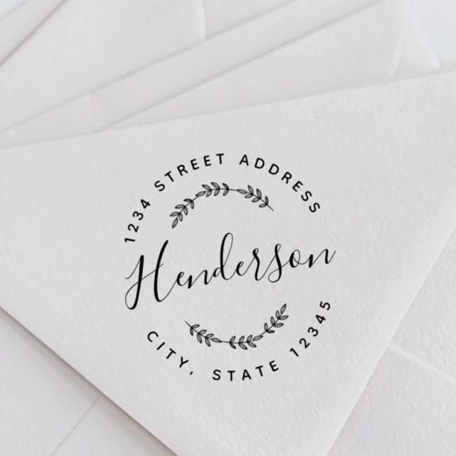 Carimbo Auto Entintado Endereço de Devolução de Casamento de Folhagem Mod (Criador carregado)