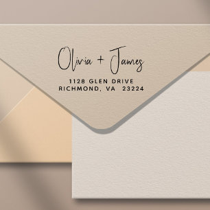 Carimbo Auto Entintado Endereço de Devolução de Casamento de Script Chic