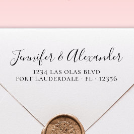 Carimbo Auto Entintado Endereço de Devolução de Casamento de Script de Ca