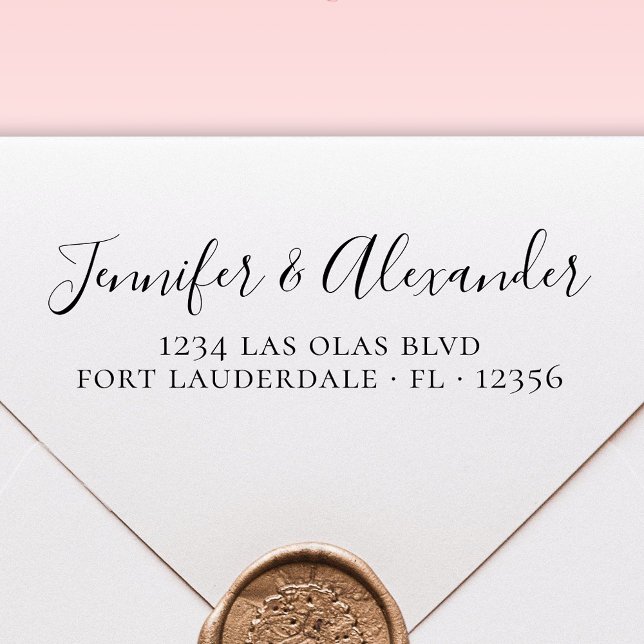 Carimbo Auto Entintado Endereço de Devolução de Casamento de Script de Ca (Criador carregado)