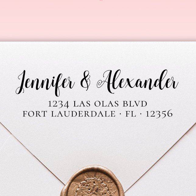 Carimbo Auto Entintado Endereço de Devolução de Casamento de Script de Ca (Criador carregado)