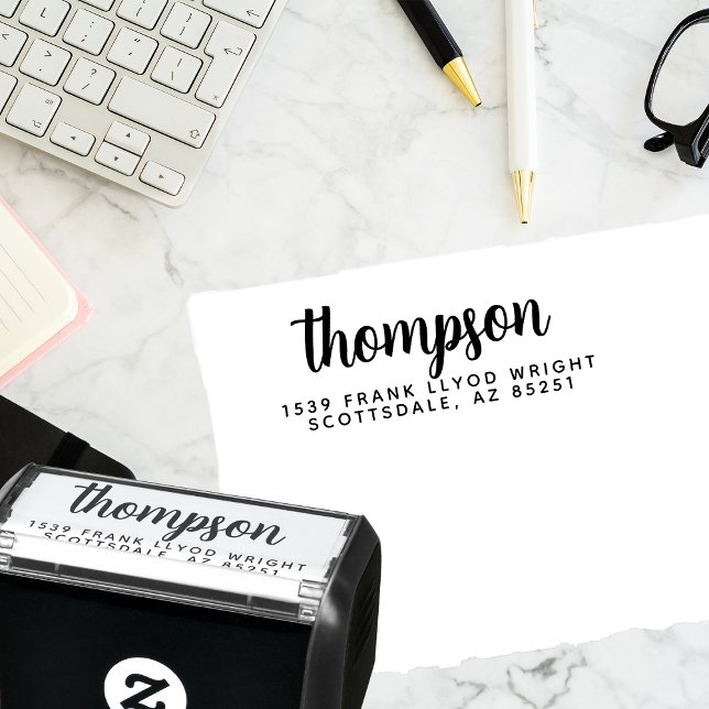 Carimbo Auto Entintado Endereço de Devolução de Casamento de Script de Na (Criador carregado)