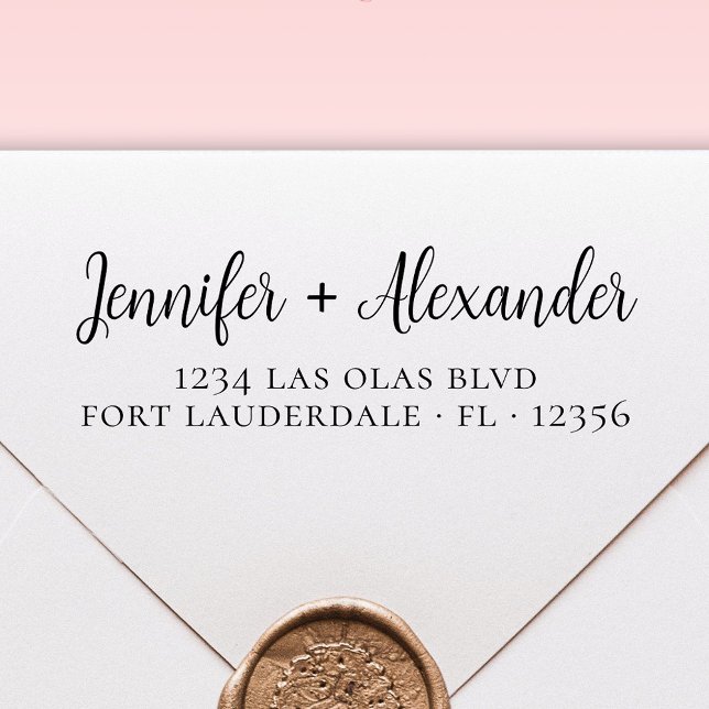 Carimbo Auto Entintado Endereço de Devolução de Casamento de Script de Ti (Criador carregado)