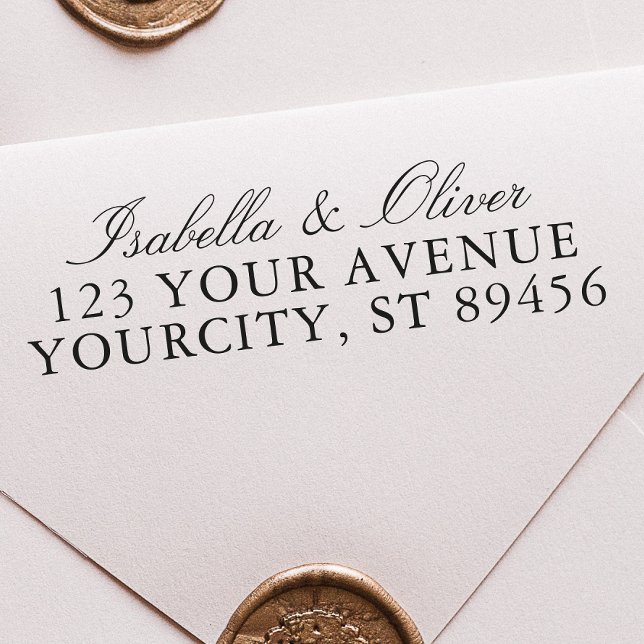 Carimbo Auto Entintado Endereço de Devolução de Casamento de Script Manus (Criador carregado)