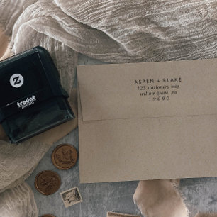 Carimbo Auto Entintado Endereço de Devolução de Casamento de Script Mo