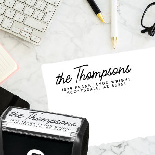 Carimbo Auto Entintado Endereço de Devolução de Casamento de Script Moder