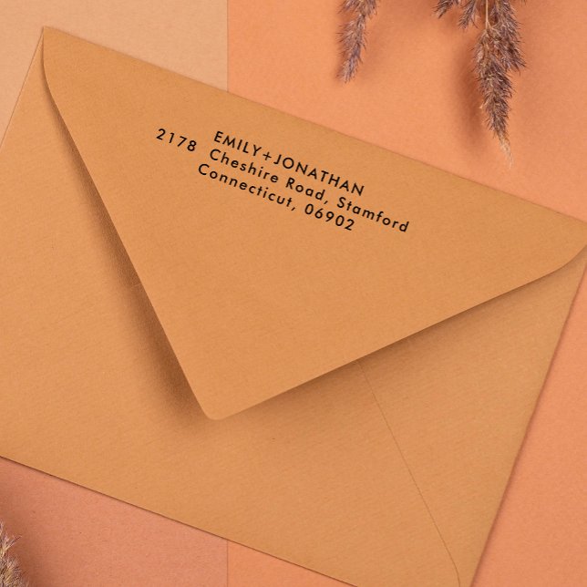 Carimbo Auto Entintado Endereço de Devolução de Casamento Elegante Modern (Criador carregado)