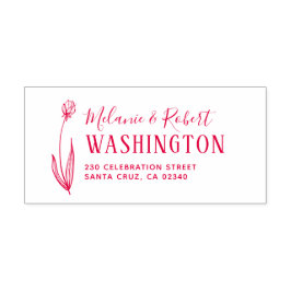 Carimbo Auto Entintado Endereço de Devolução de Casamento Floral Desenhad