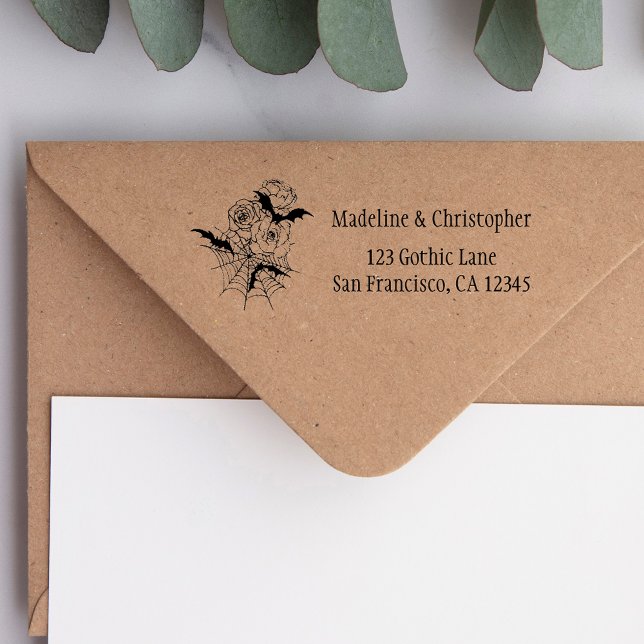 Carimbo Auto Entintado Endereço de devolução de casamento floral egípico  (Criador carregado)