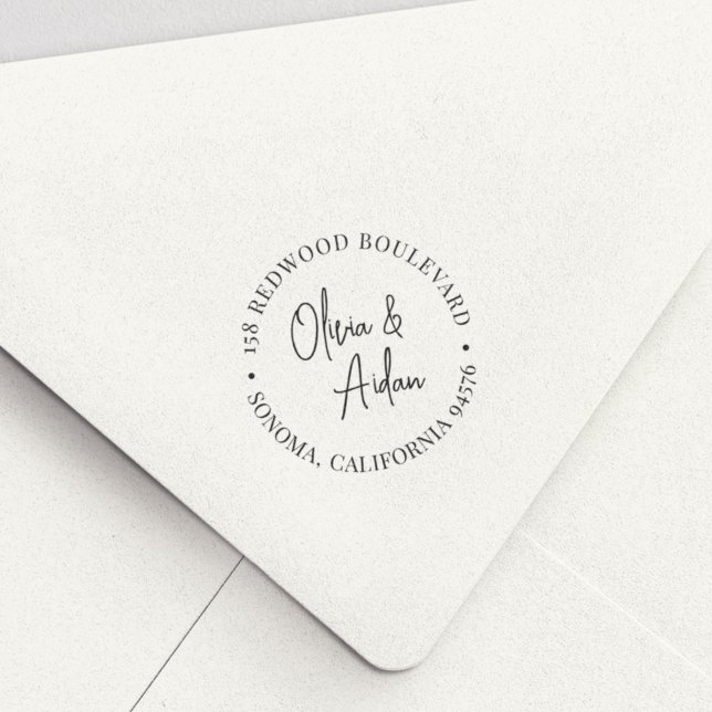 Carimbo Auto Entintado Endereço de Devolução de Casamento Manuscrito Mode (Criador carregado)