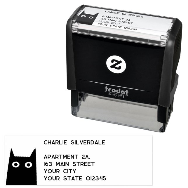 Carimbo Auto Entintado Endereço de devolução de Cat Preto (Fun black cat address self inking stamp)