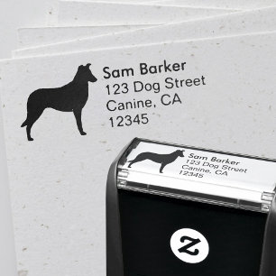 Carimbo Auto Entintado Endereço de Devolução de Collie Silhouette Suave