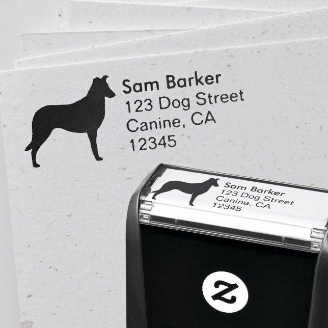 Carimbo Auto Entintado Endereço de Devolução de Collie Silhouette Suave (Criador carregado)