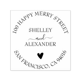 Carimbo Auto Entintado Endereço de Devolução de Dois Nomes do Coração Ele